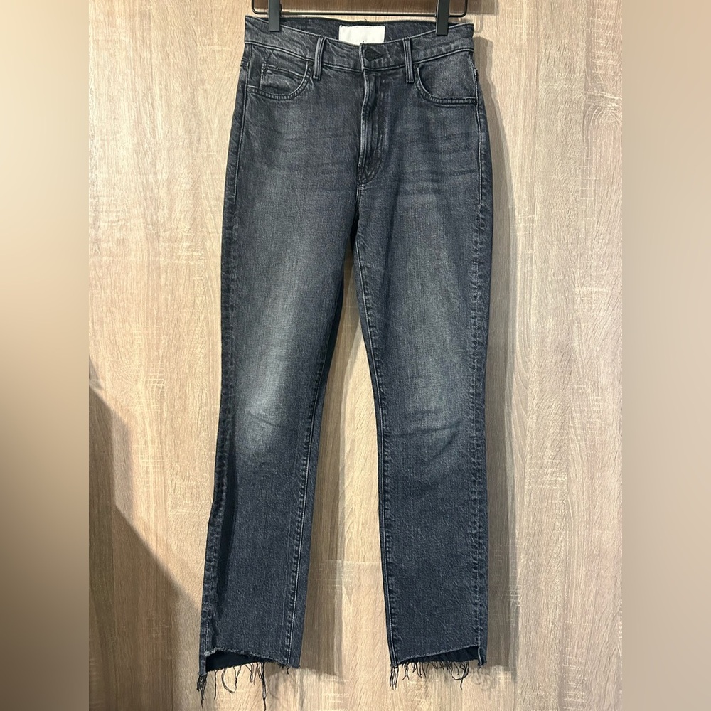 MOTHER Rascal Ankle Step Fray Black Jeans Size 25